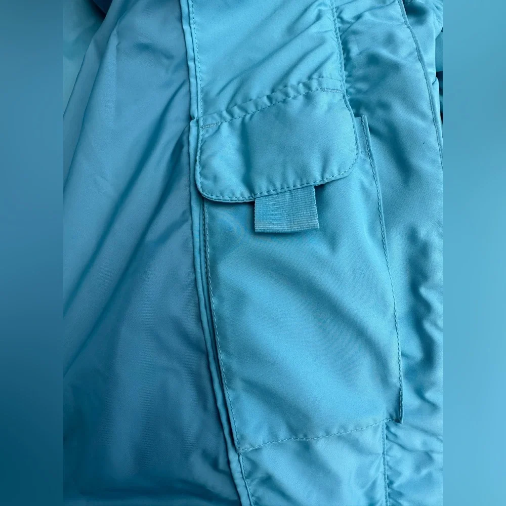 L.L. Bean Goose Down Long Duster Jacket Puffer Hoodie Turquoise size XL Women - Picture 5 of 16